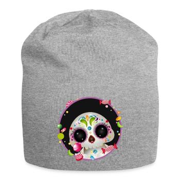 Cute Sugar Skull in candy frame - Jersey Beanie - heather grey - Front