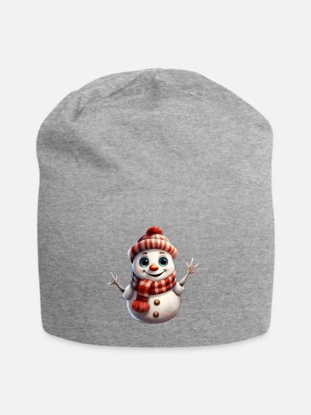 Schneemann - Jersey-Beanie - Grau meliert