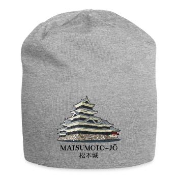 Matsumoto-jo Castle, Nagano, Japan Hand Drawing - Jersey Beanie - heather grey - Front