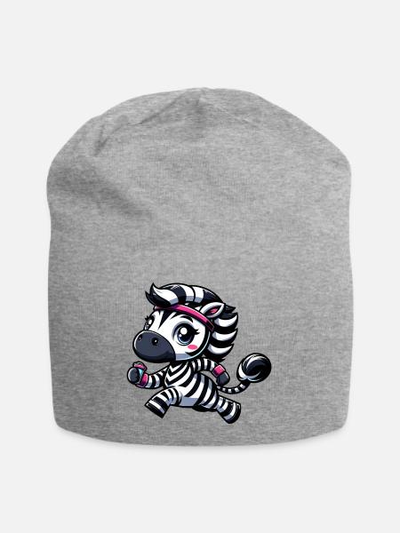 Zebra Jogger Cartoon Sport Marathon Laufen - Jersey-Beanie - Grau meliert