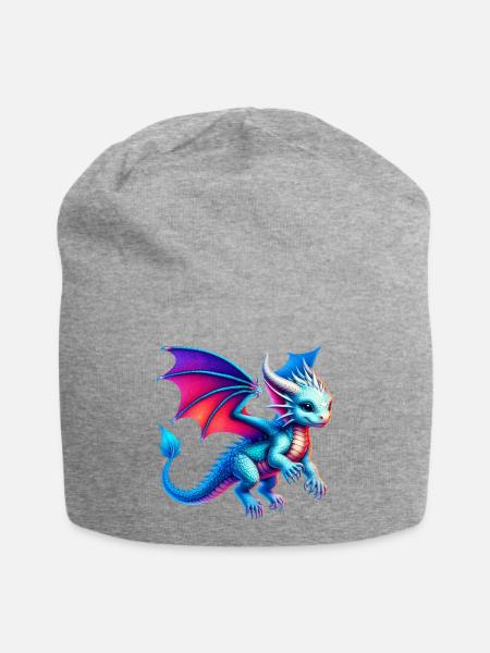 Drache - Jersey-Beanie - Grau meliert