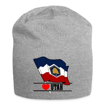 Drapeau Utah coeur UTAH - Bonnet en jersey - gris chiné - Devant