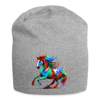 Pferd - Jersey-Beanie - Grau meliert - Vorne
