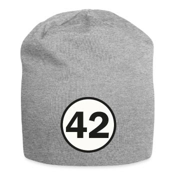 Die Antwort auf die große Frage des Universums - Jersey-Beanie - Grau meliert - Vorne