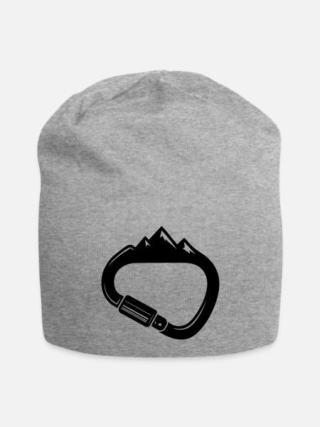 Karabiner und Berge – Einfach Klettern - Jersey-Beanie - Grau meliert