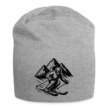 Montagnes Silhouette de ski - Bonnet en jersey - gris chiné - Devant