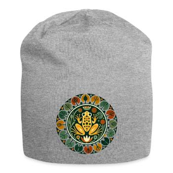 Frog in Circular Flora - Jersey Beanie - heather grey - Front