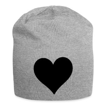 Black Heart Valentine's Day Gift - Jersey Beanie - heather grey - Front