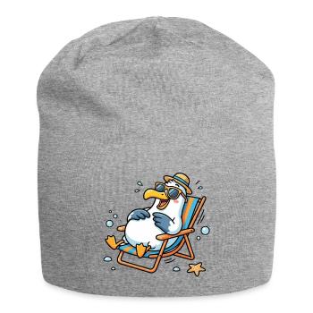 Relaxte Möwe am Strand - Jersey-Beanie - Grau meliert - Vorne