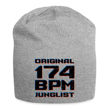 Originales 174 BPM Junglist DNB Drum and Bass - Jersey-Beanie - Grau meliert - Vorne