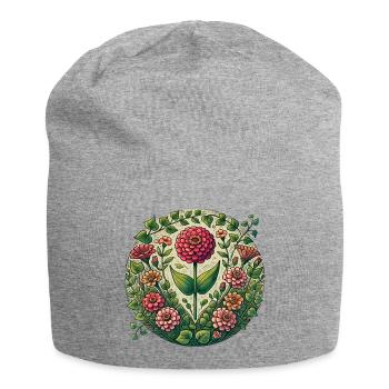 Circular Dahlia Garden - Jersey Beanie - heather grey - Front