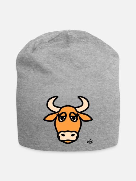 Stier groß - Jersey-Beanie - Grau meliert