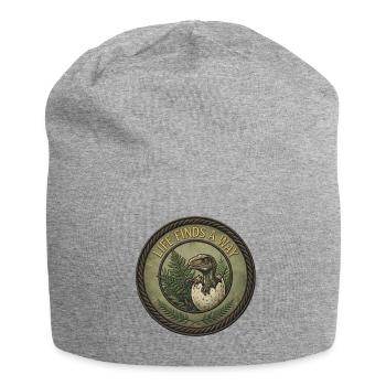 Dinosaur in Vintage Egg - Jersey Beanie - heather grey - Front