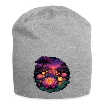 Lotus-Lichter am Abend - Jersey-Beanie - Grau meliert - Vorne