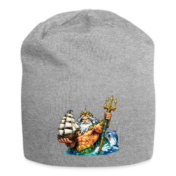 Neptun mit Seegelschiff - Jersey-Beanie - Grau meliert - Vorne