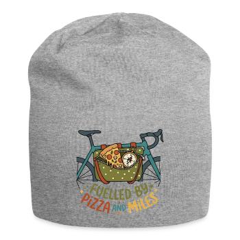 Angetrieben von Pizza und Miles Bikepacking - Jersey-Beanie - Grau meliert - Vorne