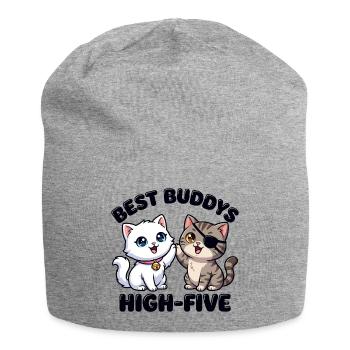 Süße Comic Katzen machen High Five – Best Buddys  - Jersey-Beanie - Grau meliert - Vorne