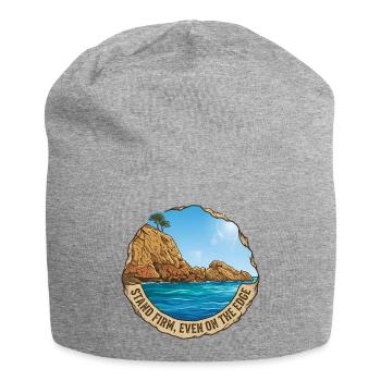 Illustration of landscape with cliff and sea - Jersey Beanie - heather grey - Front