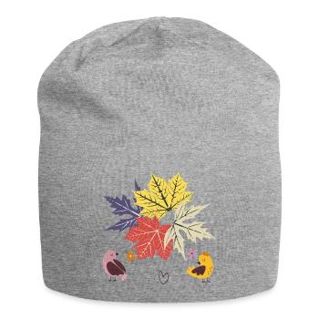 Herbstblätter  - Jersey-Beanie - Grau meliert - Vorne