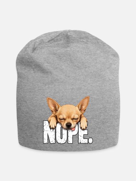 Chihuahua Nope Müder Hund Shirt - Jersey-Beanie - Grau meliert