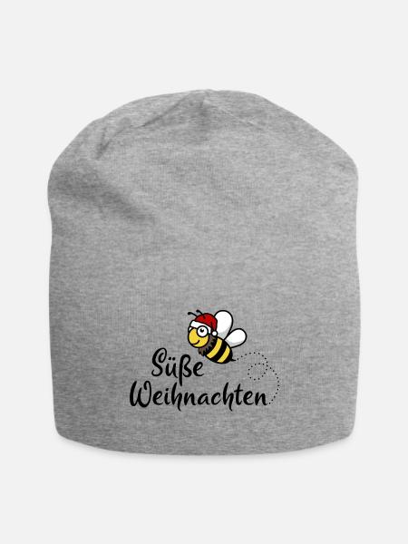 Süße Weihnachten Biene Weihnachtsmann Geschenk - Jersey-Beanie - Grau meliert