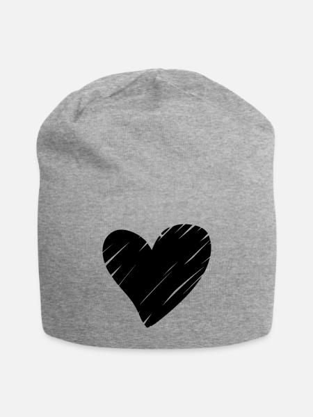 Herz Schwarz - Jersey-Beanie - Grau meliert