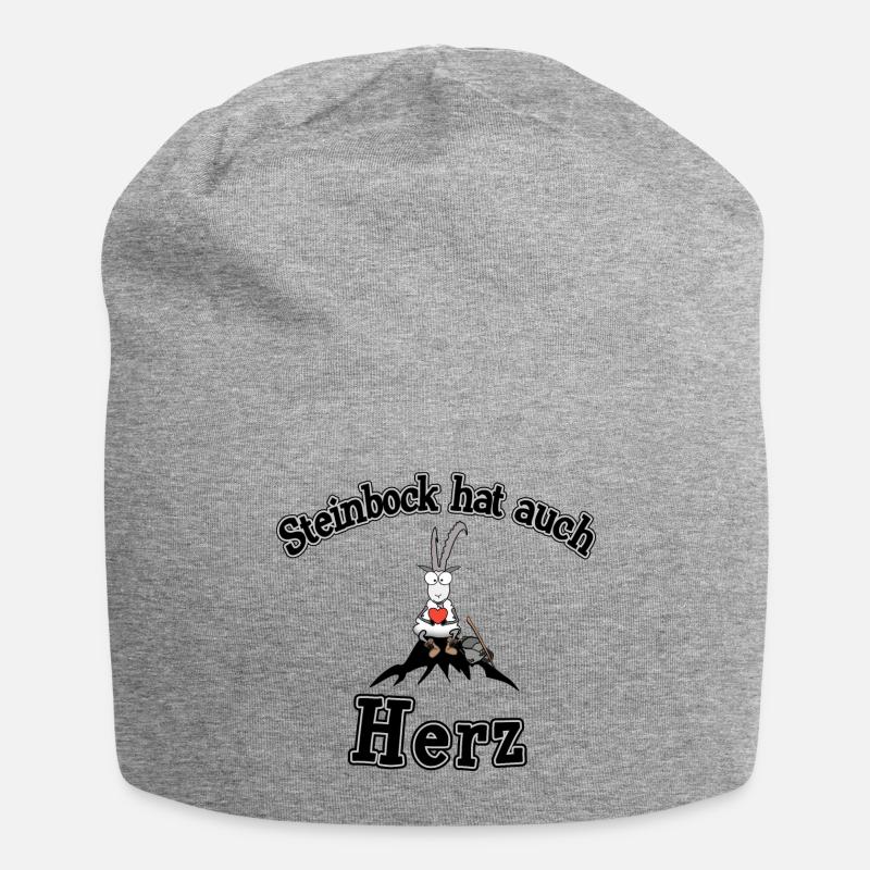 Sternzeichen Steinbock hat Herz - Jersey-Beanie - Grau meliert