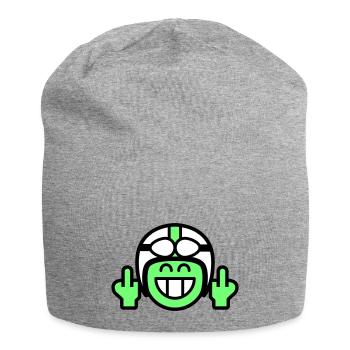 Emoticon Grin with moped helmet & stinky finger - Jersey Beanie - heather grey - Front