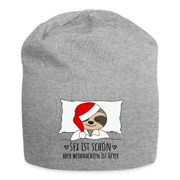 Sex ist schön aber Weihnachten ist öfter Faultier - Jersey-Beanie - Grau meliert - Vorne