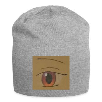 Anime Eye - Red Manga Sketch - Jersey Beanie - heather grey - Front