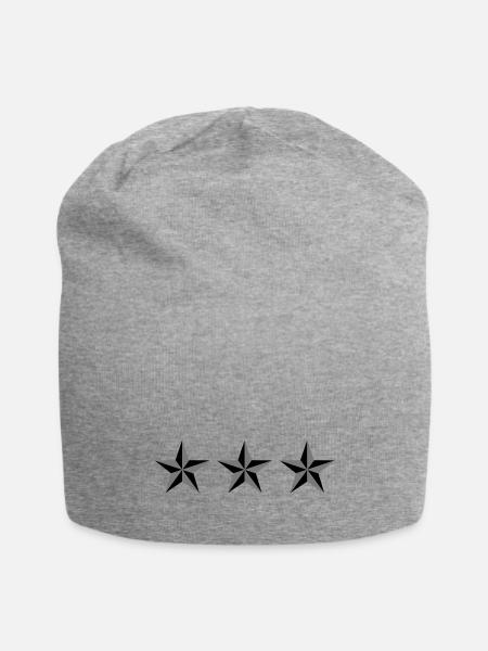 3 Sterne in 3D - Vorlage, Symbol - Jersey-Beanie - Grau meliert
