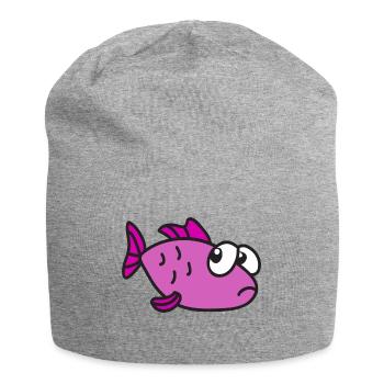 Funny cute cool fish - Jersey Beanie - heather grey - Front