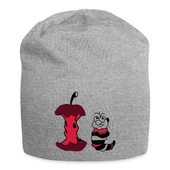 Apfel und Wurm - Jersey-Beanie - Grau meliert - Vorne