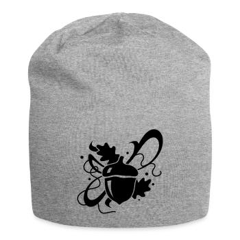 Acorn with oak leaves - Jersey Beanie - heather grey - Front