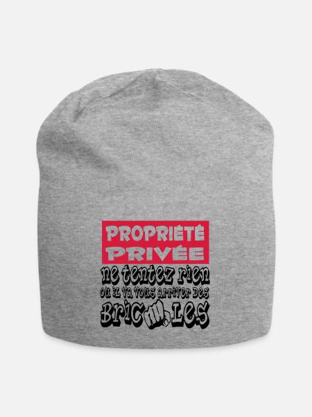 Humour / Propriété privée - Bonnet en jersey - gris chiné