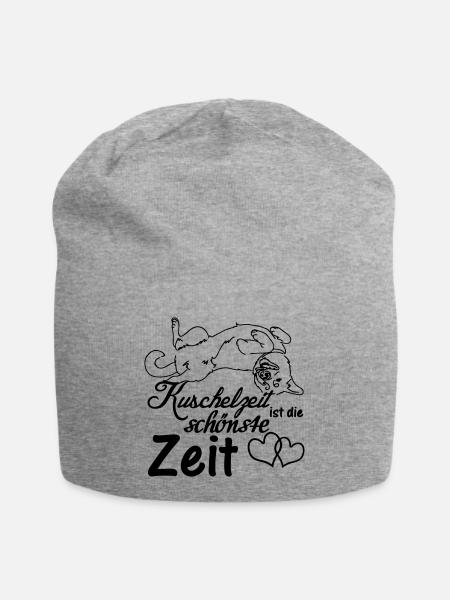 Kuschelzeit,schönste Zeit Hunde, Sprüche, Geschenk - Jersey-Beanie - Grau meliert