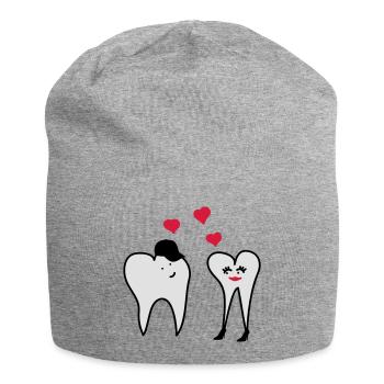 Zähne in love - Jersey-Beanie - Grau meliert - Vorne