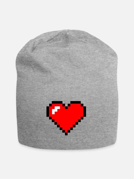 pixel herz - Jersey-Beanie - Grau meliert
