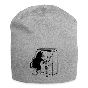 Katze Klavier Musik - Jersey-Beanie - Grau meliert - Vorne