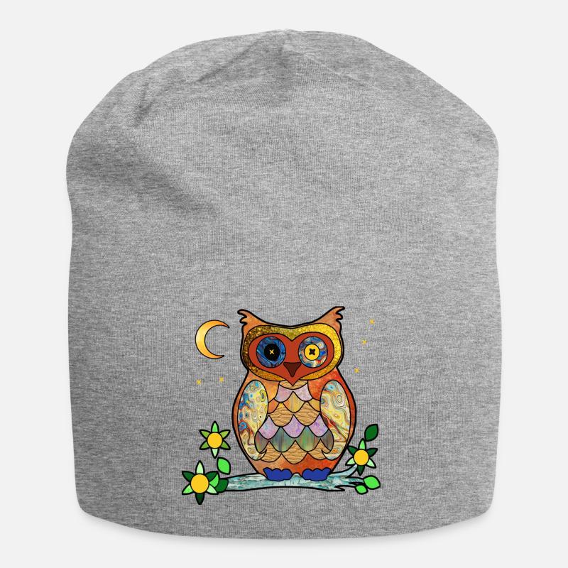 Eule - Jersey-Beanie - Grau meliert