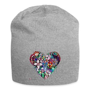 Mandala heart colorful. - Jersey Beanie - heather grey - Front