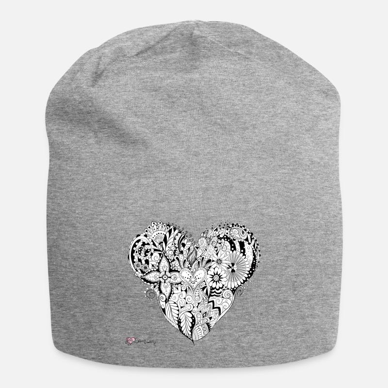 Mandala blanc noir - Bonnet en jersey - gris chiné