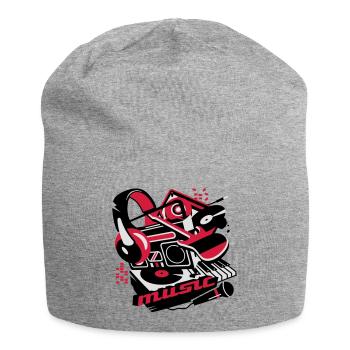 Cassette player, headphones and a turntable - Jersey Beanie - heather grey - Front