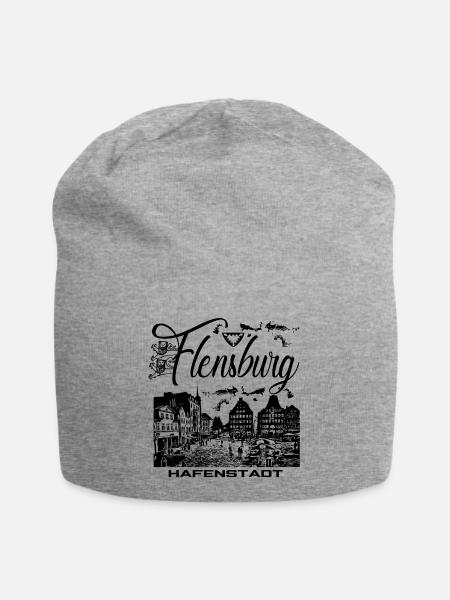 Flensburg - Hafenstadt - Jersey-Beanie - Grau meliert