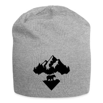 Bear, Forest and Mountains - Jersey Beanie - heather grey - Front