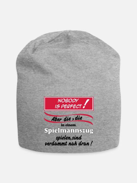 Fanfahrenzug, Spielmannszug,Nobody is perfect(25) - Jersey-Beanie - Grau meliert