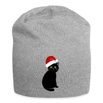 cute christmas cat Christmas cat - Jersey Beanie - heather grey - Front