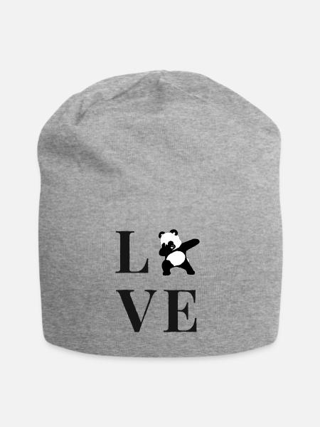 Dabbing Panda Love - Jersey-Beanie - Grau meliert
