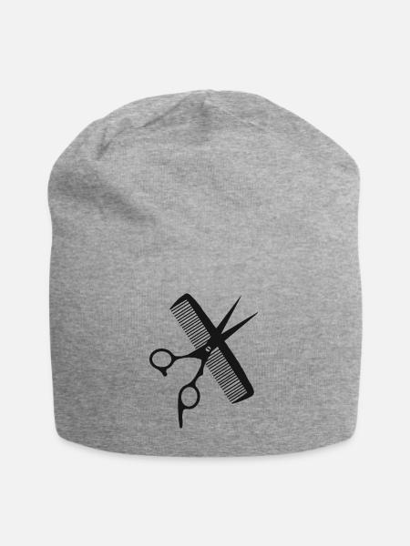Friseur Schere Frisör Bürste Haare Kamm Frisöse - Jersey-Beanie - Grau meliert