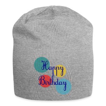 BIRTHDAY. HAPPY BIRTHDAY. HAPPY BIRTHDAY. - Jersey Beanie - heather grey - Front